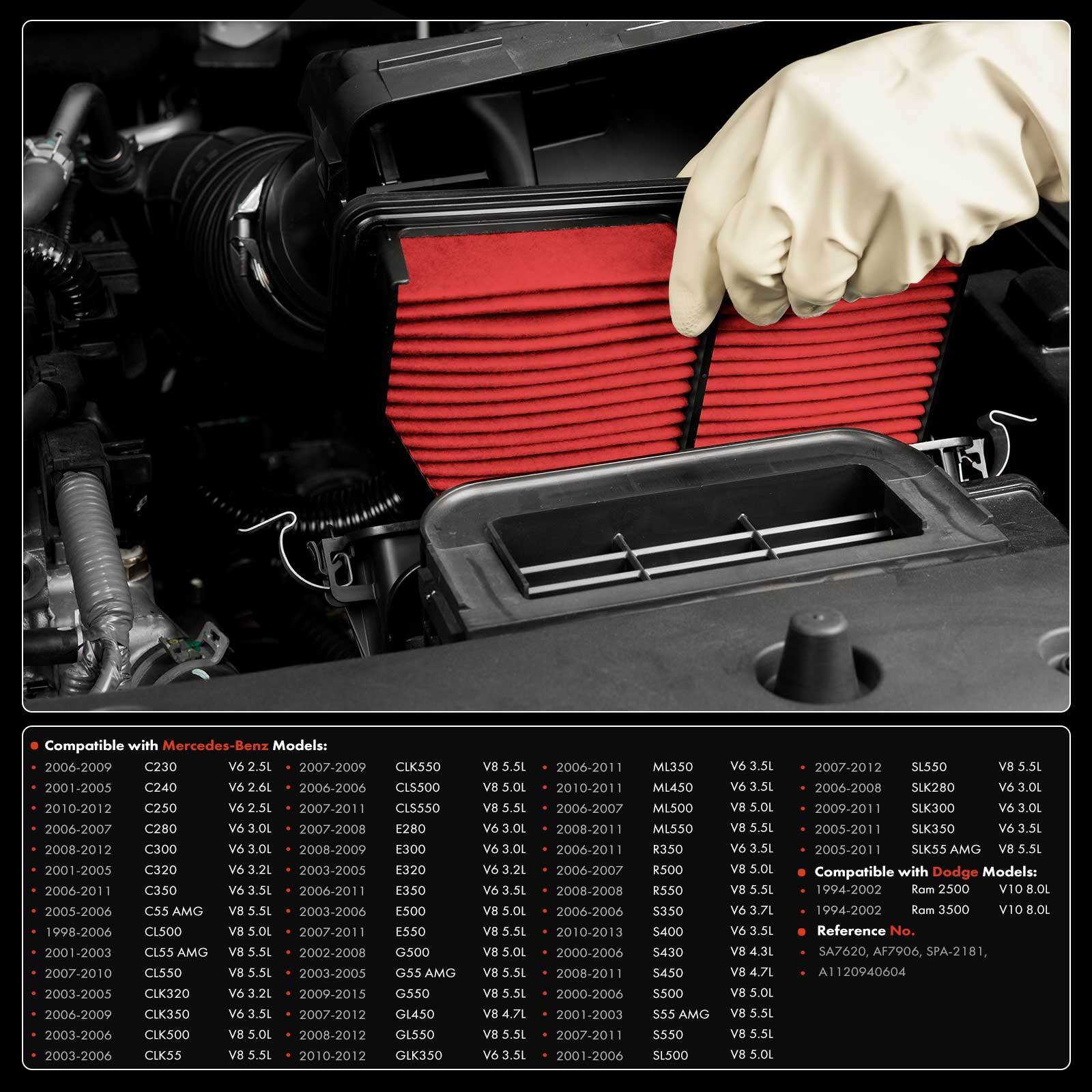 2x High Performance Engine Air Filter for Mercedes-Benz C230 E300 ML450 Dodge