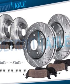 8pc 11.61" Front 11.81" Rear Drilled Rotors Brake Pads for 2003 - 2009 Benz E320