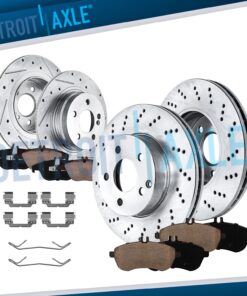 Front Rear Drilled Rotors Ceramic Brake Pads for Mercedes-Benz C230 C250 C300