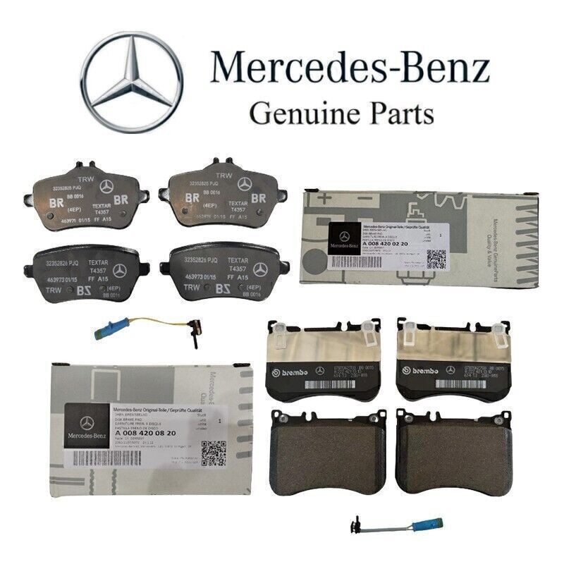 OE Front & Rear Brake Pad Sets w/Sensors For 14-17 Mercedes S450 S550 S550e S560